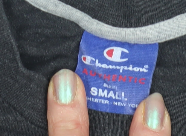 Champion Men's Black Logo T-Shirt, Small, Crew Neck