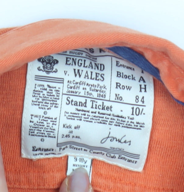 Joules Boys Orange Polo Shirt M Classic Rugby Style