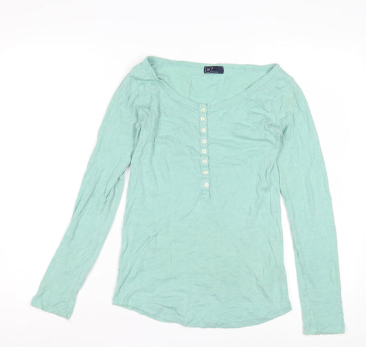 GAP Women's Green Henley Button-Up Shirt, Size S