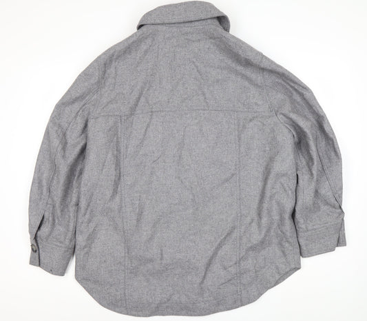 H&M Men's Grey Wool Blend Mid-Length Jacket M