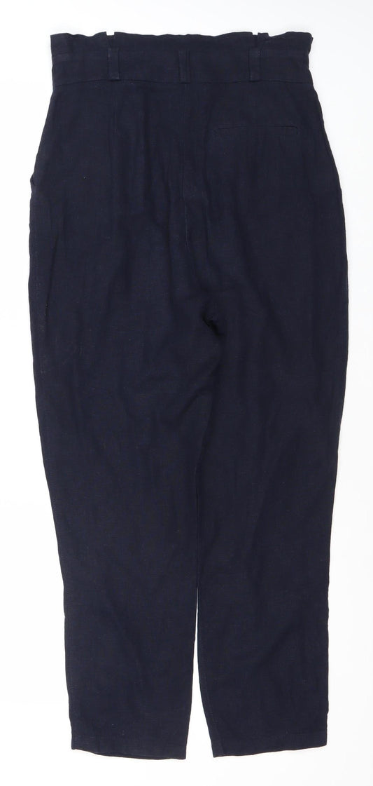 Asos Women's Blue Linen Blend Trousers Size 8