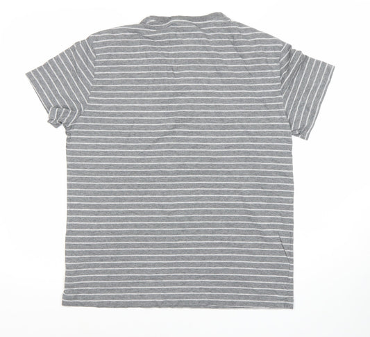 Polo Ralph Lauren Men's Grey Striped T-Shirt Medium