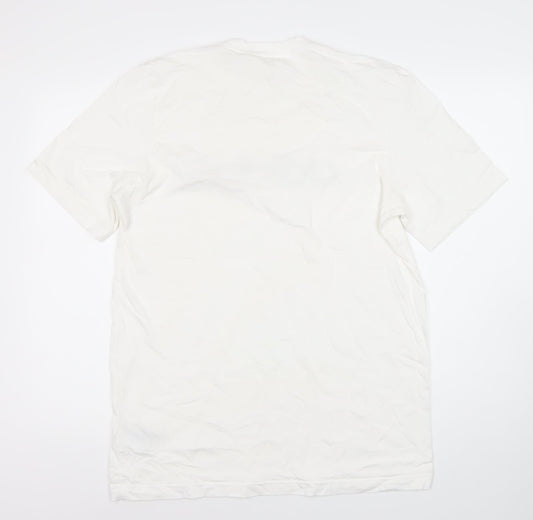 Adidas Men's White Logo T-Shirt, Size L, Crew Neck