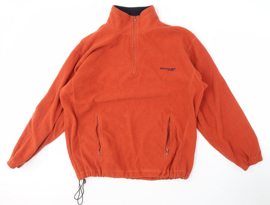 Dunlop Men's Orange Fleece Jacket, Size L, Casual Zip