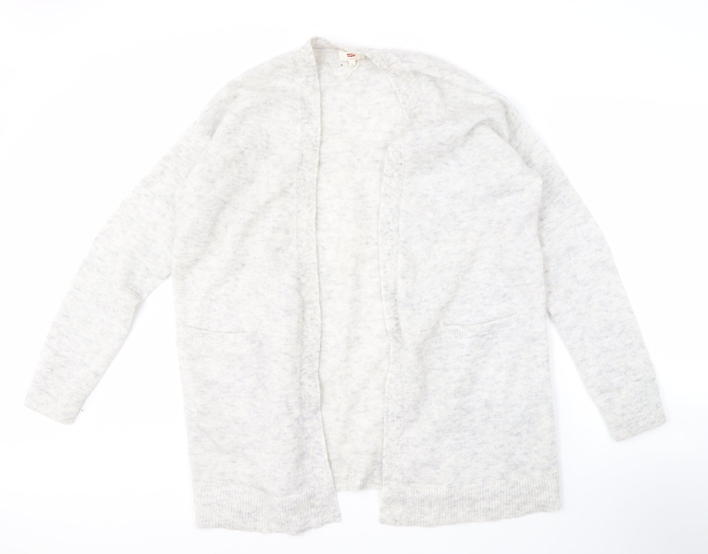 Levi's Women Grey L Open Front Cardigan Knit, Casual Autumn