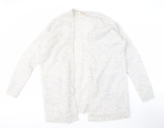 Levi's Women Grey L Open Front Cardigan Knit, Casual Autumn