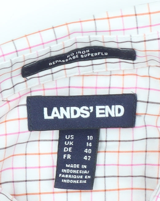 Lands' End Men's Multicoloured Check Shirt Size 14