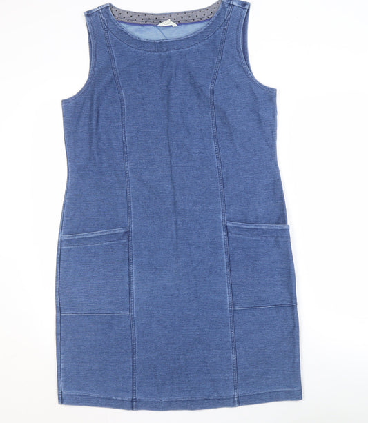 White Stuff Women's Blue Cotton Blend Sleeveless Dress