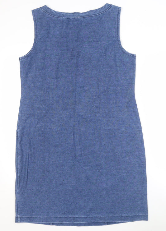 White Stuff Women's Blue Cotton Blend Sleeveless Dress