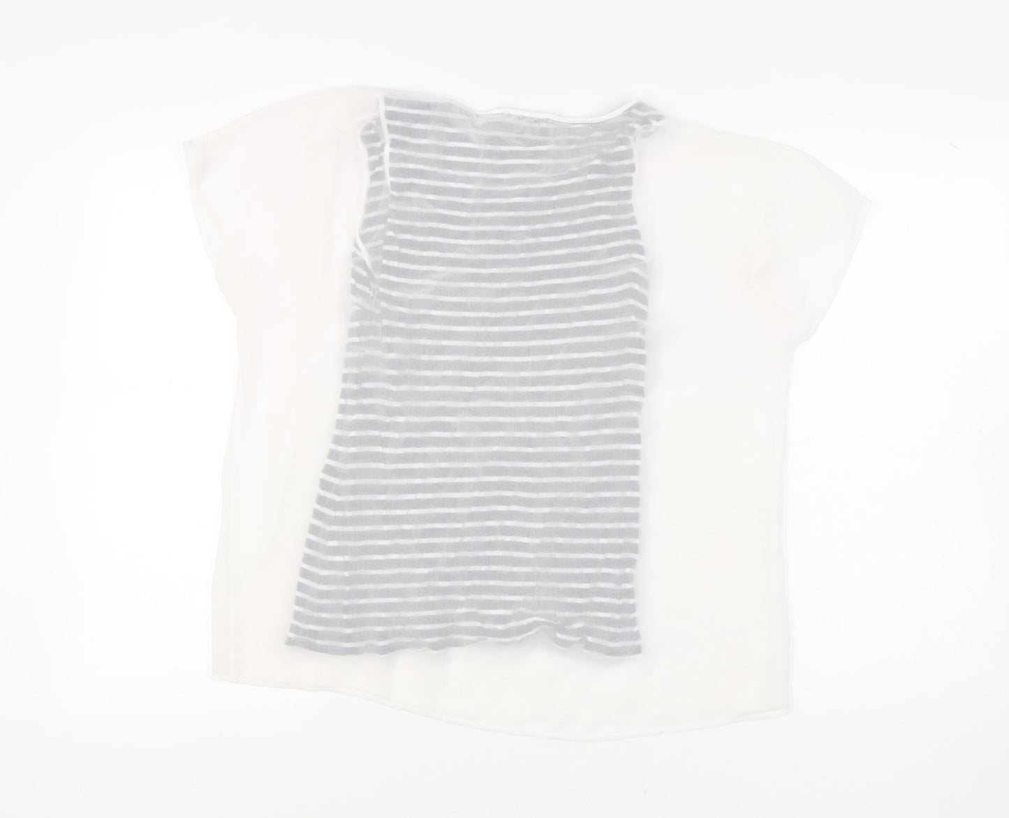 Mint Velvet Women's White Striped T-Shirt Size 12