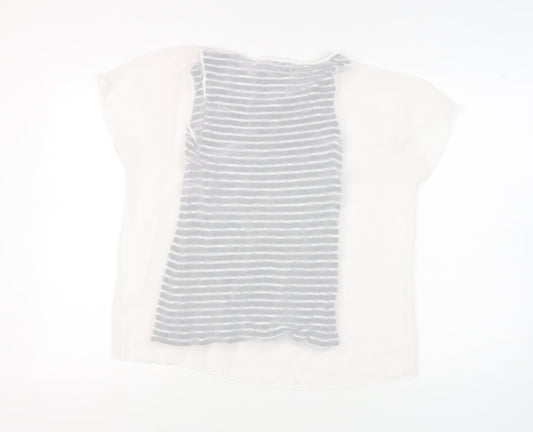 Womens UK Size 12 Mint Velvet White Cotton Blend Blend T-Shirt