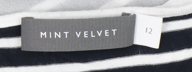 Mint Velvet Women's White Striped T-Shirt Size 12