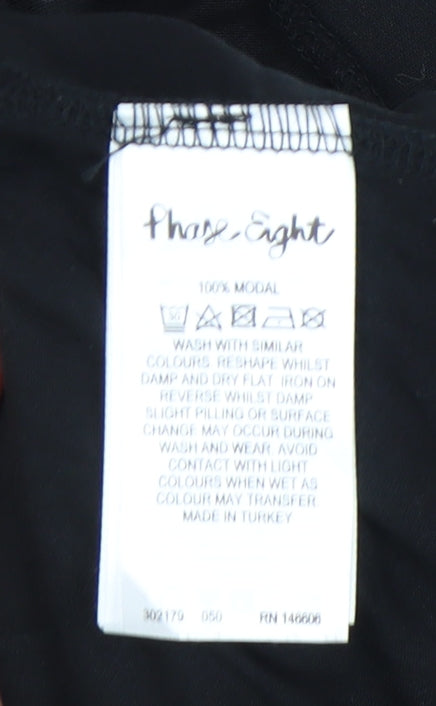 Brand and care label for Phase Eight Women's Black Off Shoulder Top, size 8