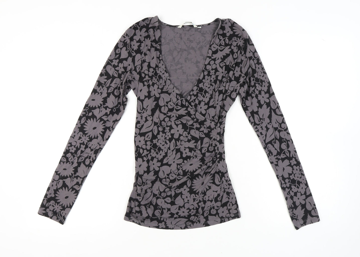 Boden Women's Floral V-Neck Long Sleeve Top, Size 8