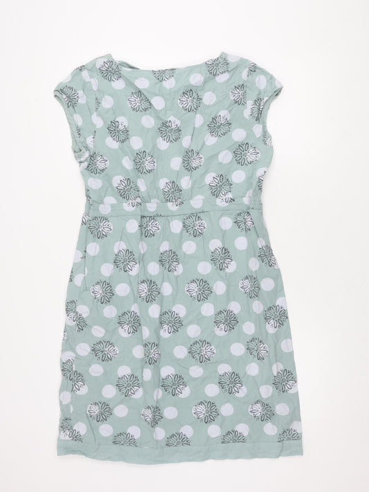 White Stuff Women's Green Polka Dot Cotton Dress Size 16