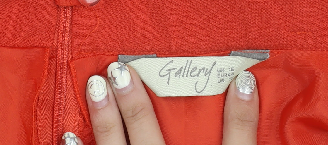 Close-up detail of Gallery Women's Red A-Line Skirt -, size 16