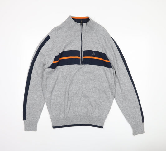 Calvin Klein Men's Grey L Full Zip Jumper, Sports Style