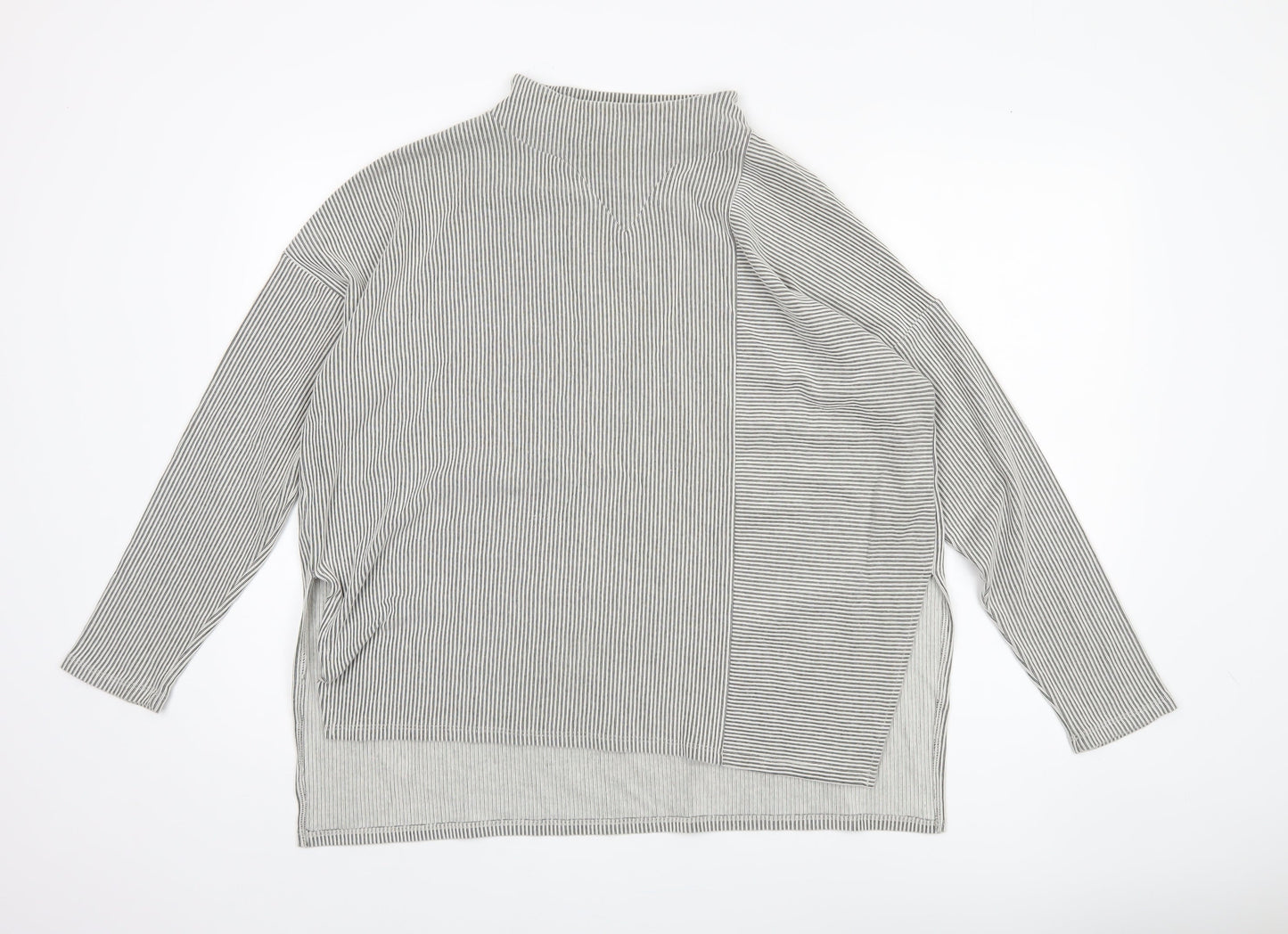French Connection Women's Grey Stripe Knit Top, Size S