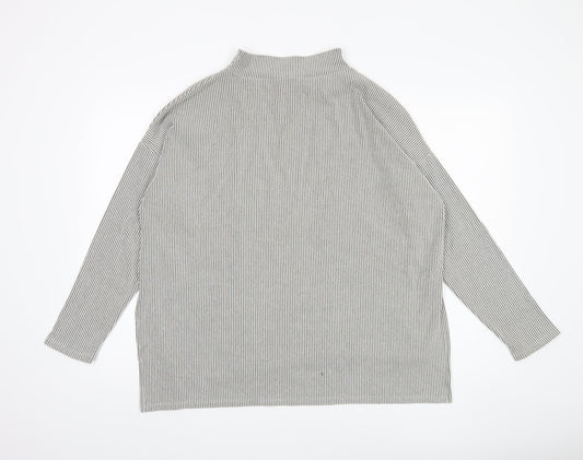 French Connection Women's Grey Stripe Knit Top, Size S