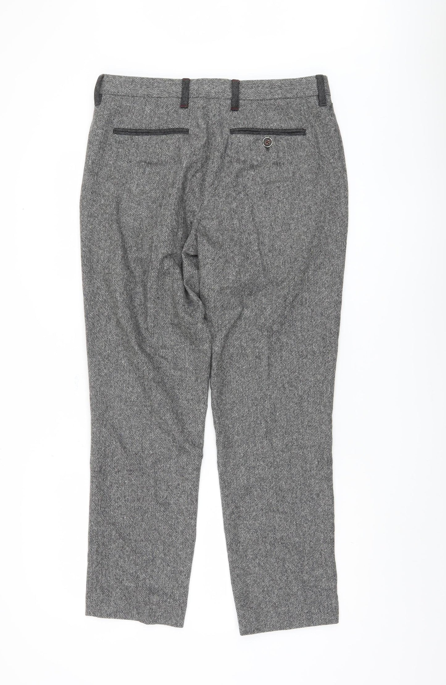 Ted Baker Men's Grey Herringbone Trousers 32S