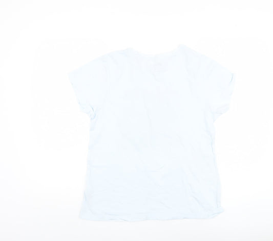 Disney Women’s White Cartoon T-Shirt, S, Casual Crew Neck