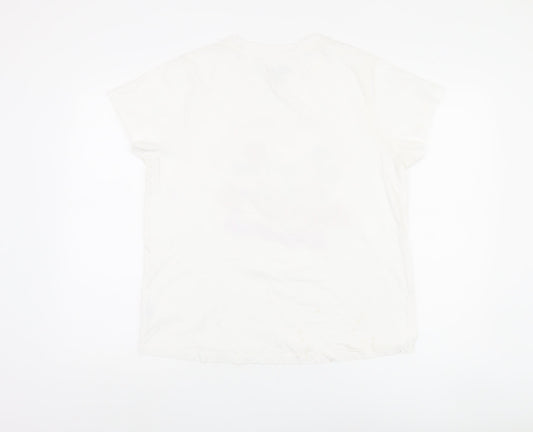Disney Women's White T-Shirt, M - Mickey & Minnie Casual