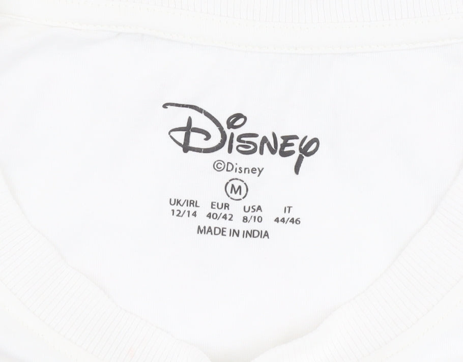 Disney Women's White T-Shirt, M - Mickey & Minnie Casual