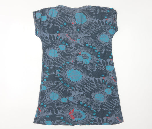 White Stuff Blue Floral Cotton Dress, Women, Size 12