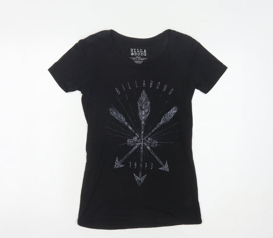 Billabong Women's Black Slim Fit Basic T-Shirt, Size S