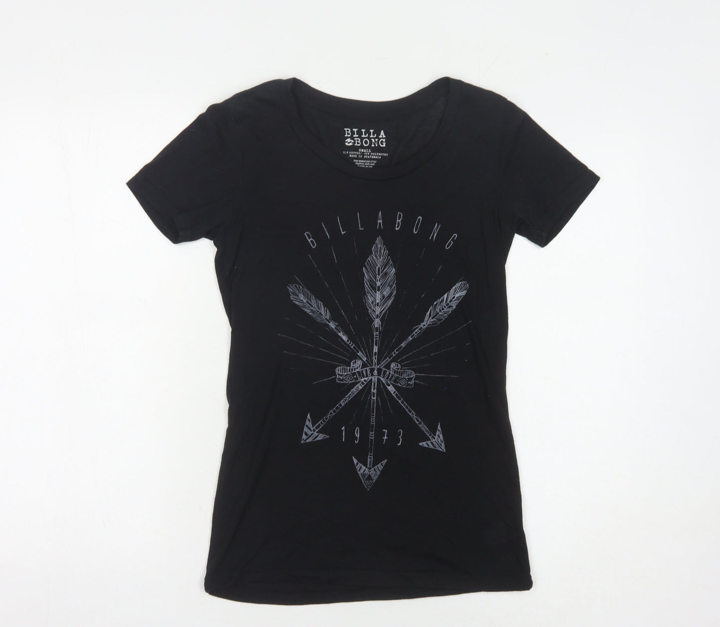 Billabong Women's Black Slim Fit Basic T-Shirt, Size S