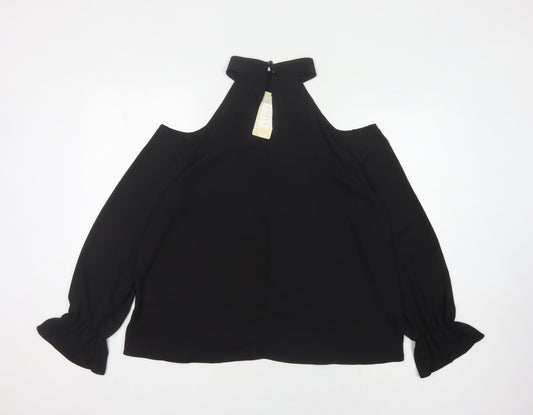 Lipsy Women's Black Cold Shoulder Top - UK 14