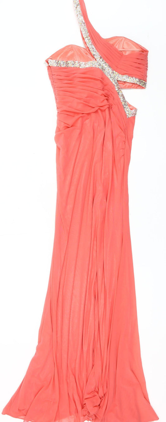 Forever Unique Orange Maxi Dress Women Size 10