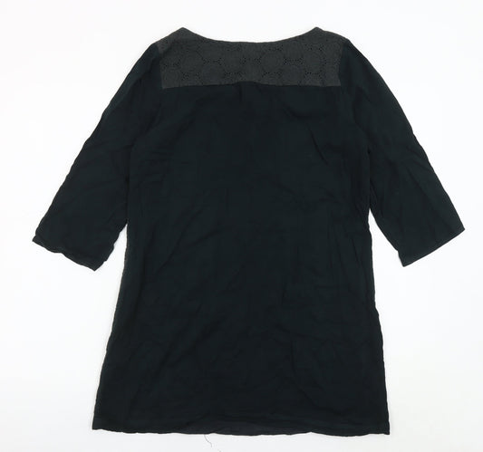 White Stuff Women's Black Crochet Shift Dress, Size 14