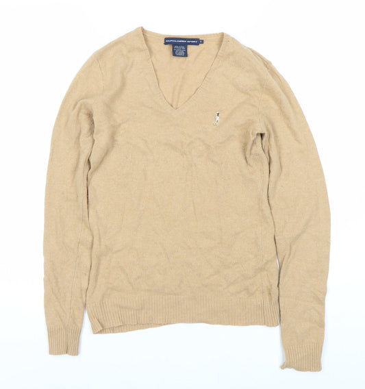 Ralph Lauren Sport Men's Beige V-Neck Pullover Jumper, Size S