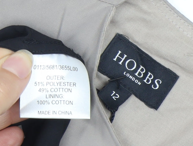 Hobbs Women's Beige Black Sleeveless Bow Dress Size 12
