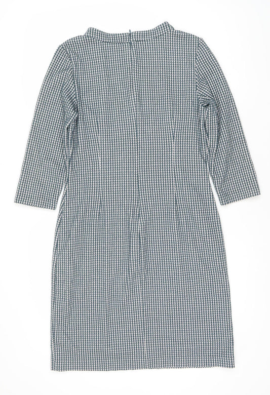 Boden Women's Blue Houndstooth Shift Dress Size 12