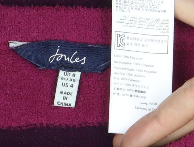 Joules Women's Purple Wool Striped Jumper, Size 8