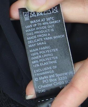 Brand and care label for Marks & Spencer Black Women's Short Sleeve Top