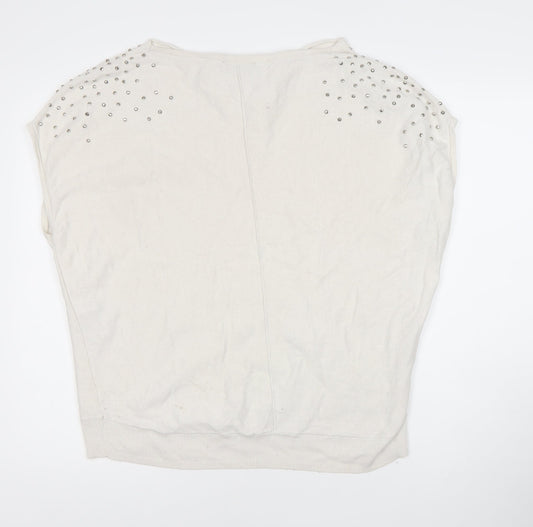 Mint Velvet Women's White L Basic Studded Top