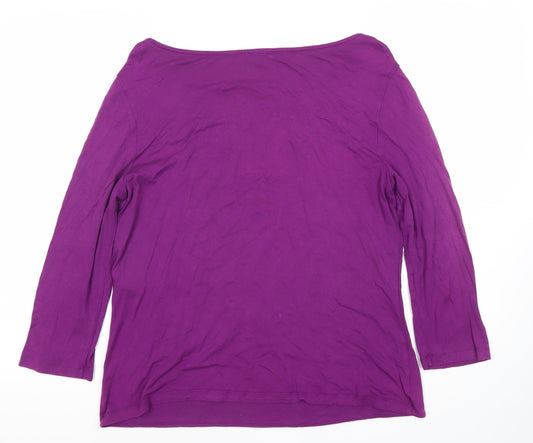 Hobbs Women's Purple Boat Neck Top XL Solid Viscose