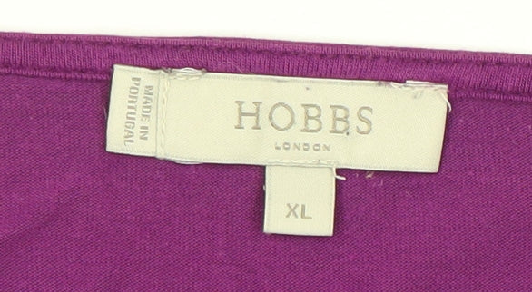 Hobbs Women's Purple Boat Neck Top XL Solid Viscose