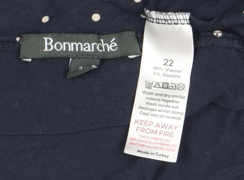 Close-up detail of Bonmarché Women's Blue Polka Dot Cowl Neck Top