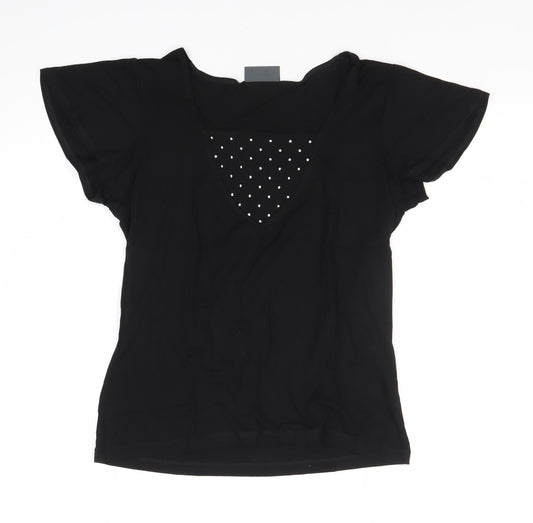 Womens UK Size UK 10 ALEX & CO. Black Viscose Blend T-Shirt
