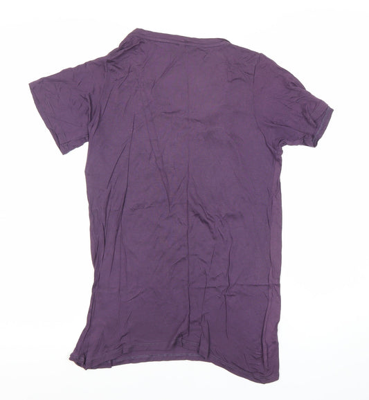 Benetton Women's Purple T-Shirt, Size S, Scoop Neck