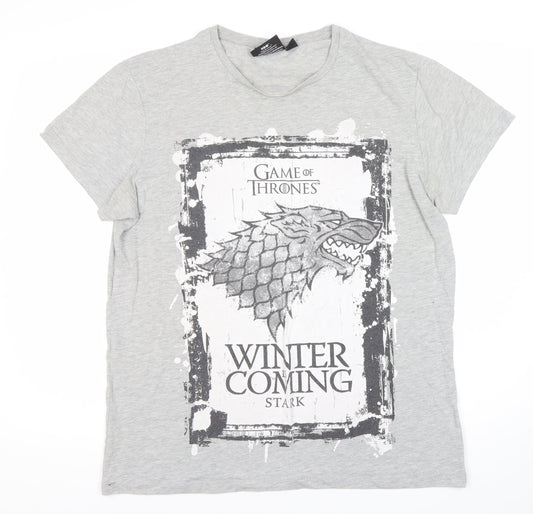 Game of Thrones Grey Stark Men's T-Shirt, Size L
