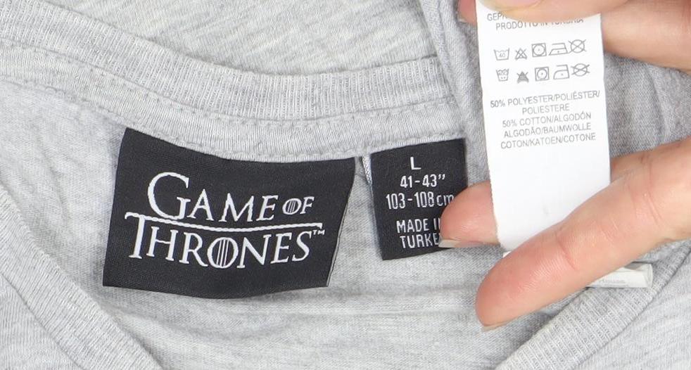 Game of Thrones Grey Stark Men's T-Shirt, Size L