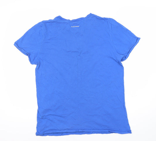 Boss Orange Men's Blue Graphic Print T-Shirt, Size L