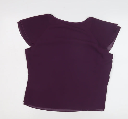 Womens UK Size 12 Jacques Vert Purple Polyester Blouse