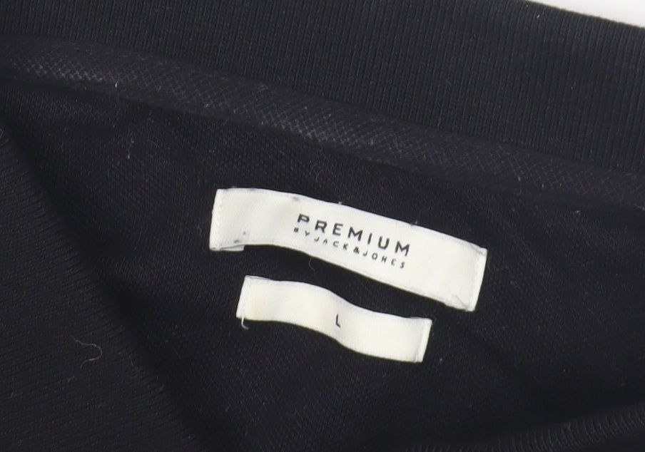 Jack & Jones Men's Black Polo Shirt Size L Casual