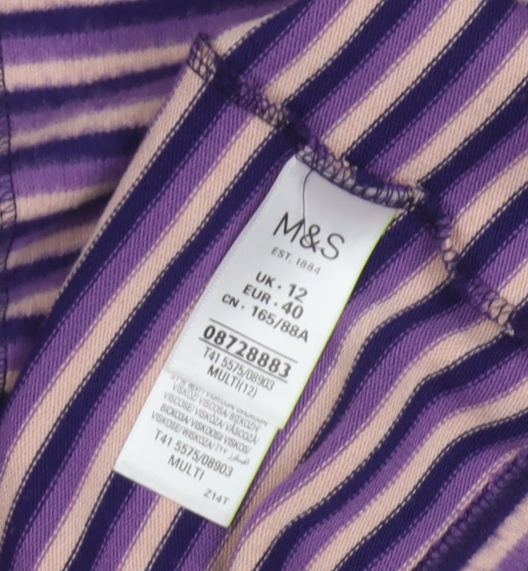 Marks and Spencer Women's Striped Multicoloured T-Shirt